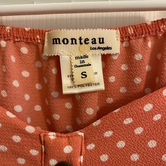 Monteau LA Pink Dress with White Polka Dots Fit and Flare Size S - Picture 4 of 5